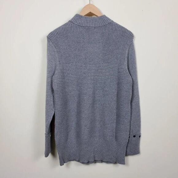 Alfani Ribbed Knit Sweater Womens Size M Gray Pewter Long Sleeve Mock Neck - Picture 6 of 11